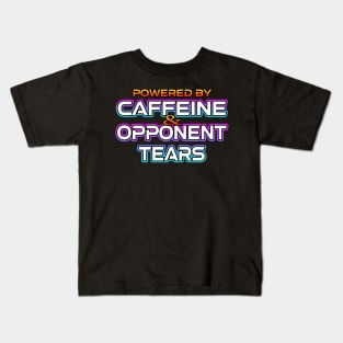 Powered By Caffeine And Tears Kids T-Shirt